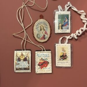 5 Vintage Religious Scapular Our Lady of Mt Carmel & St Simon Stock Mix Cards